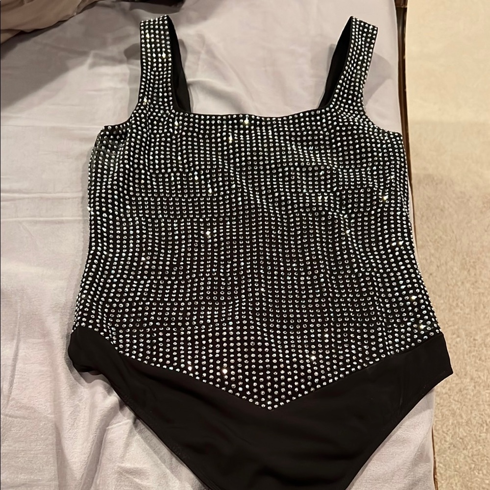 Good American black and silver studded bodysuit
